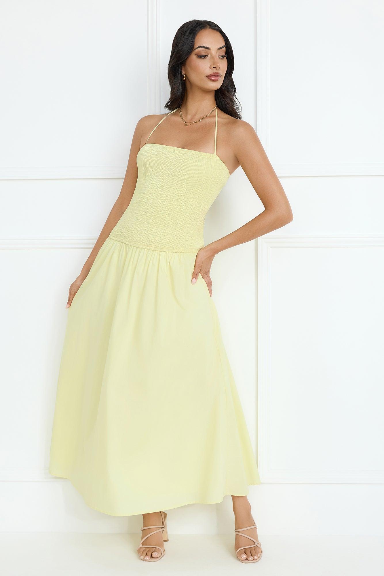 Unmatched Energy Halter Maxi Dress Yellow Product Image