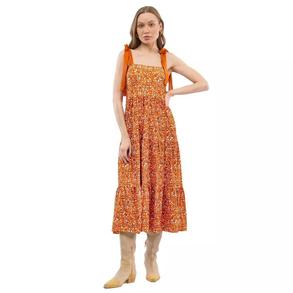Women's Smith & Quinn  Orange Texas Longhorns Tied Shoulder Tiered Maxi Dress, Size: Small Product Image