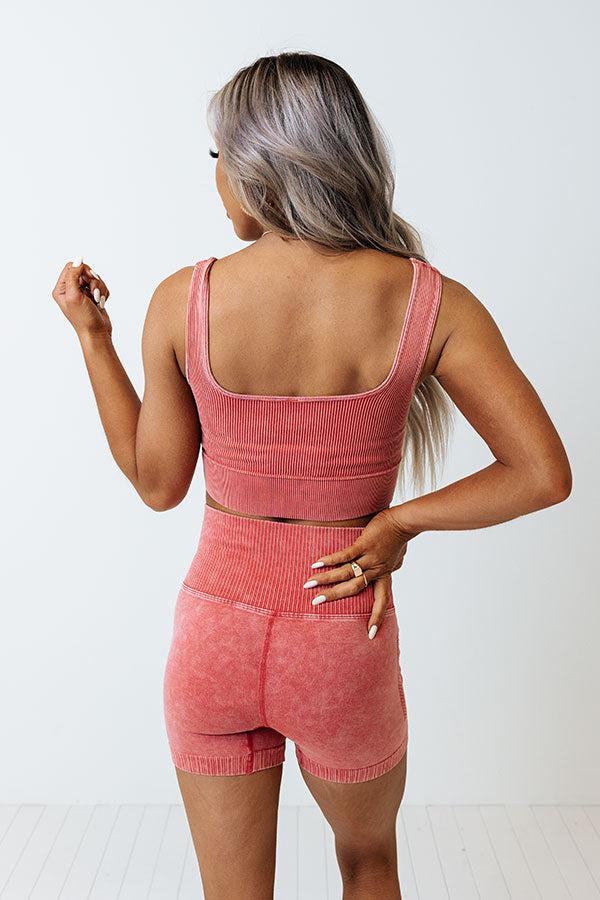 Doing The Most Ribbed Crop Top in Rose Product Image