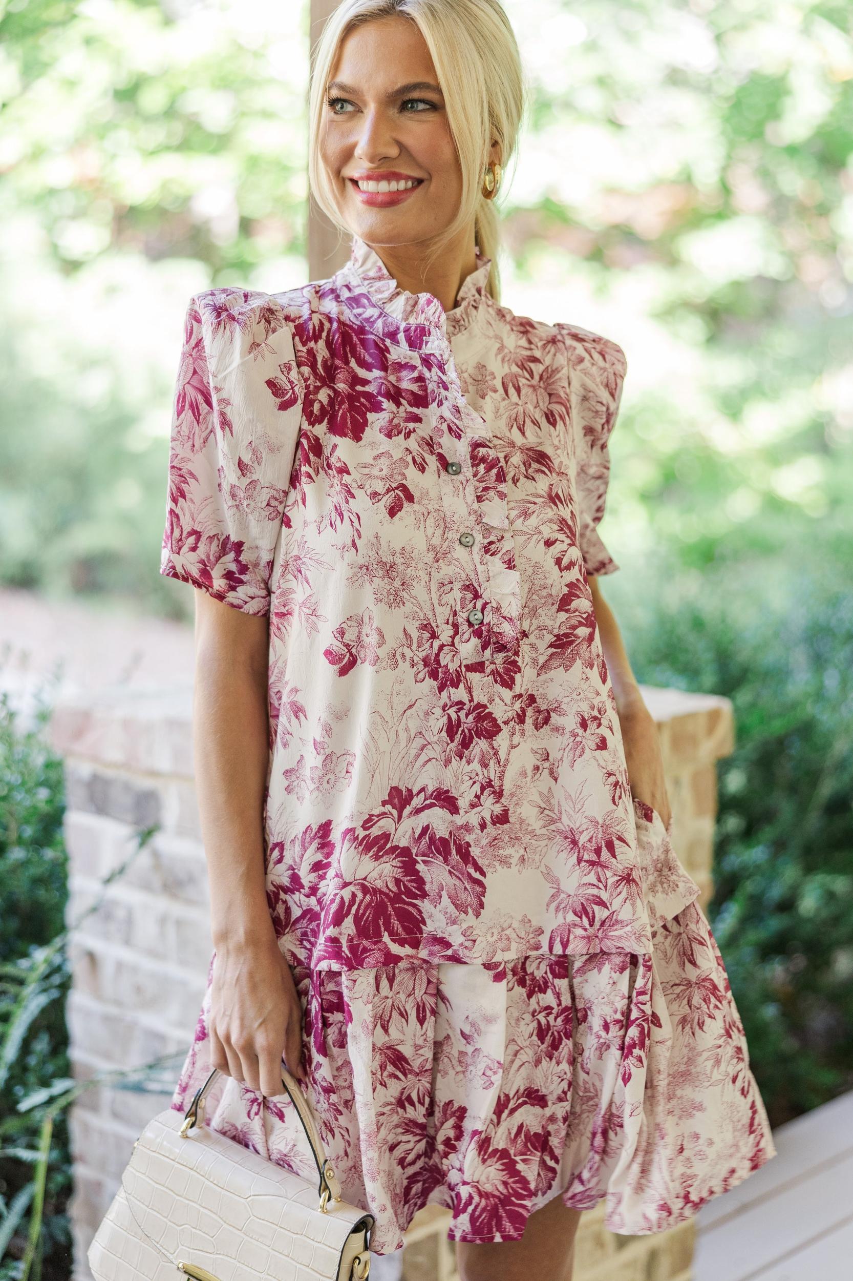 Who You Are Magenta Toile Dress Female Product Image