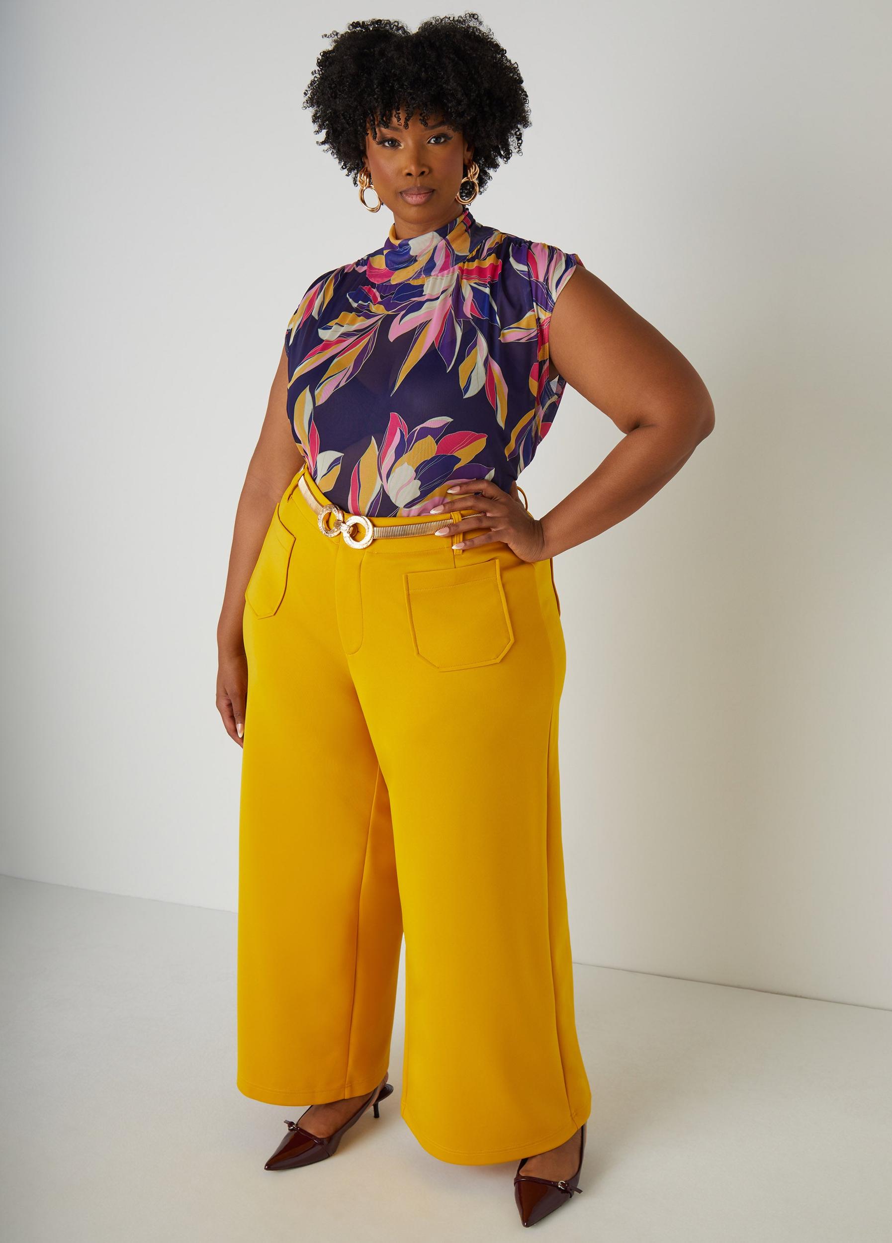 Printed Mesh Mock Neck Top Product Image