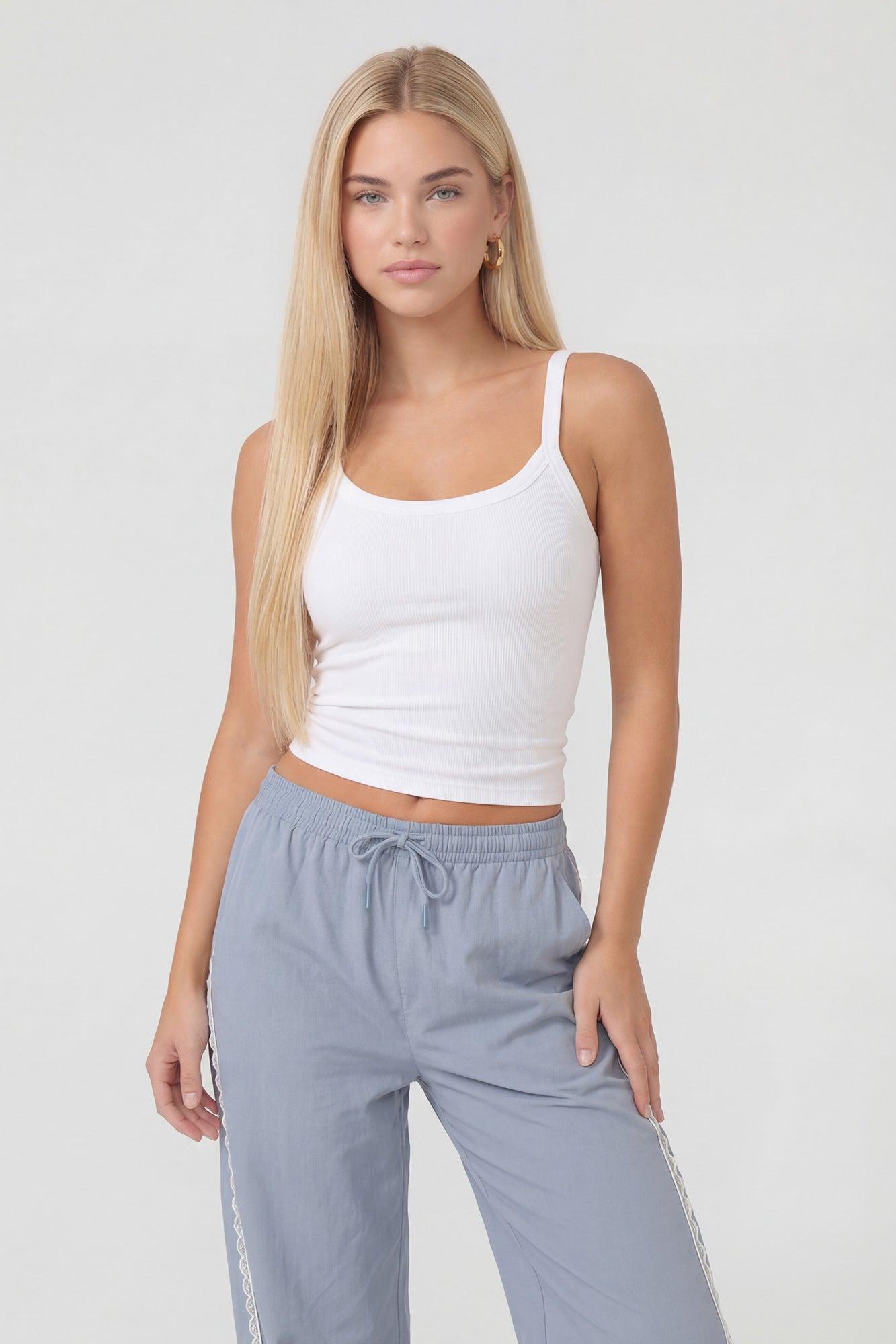 Nylon Lace Trim Wide Leg Pant Female Product Image