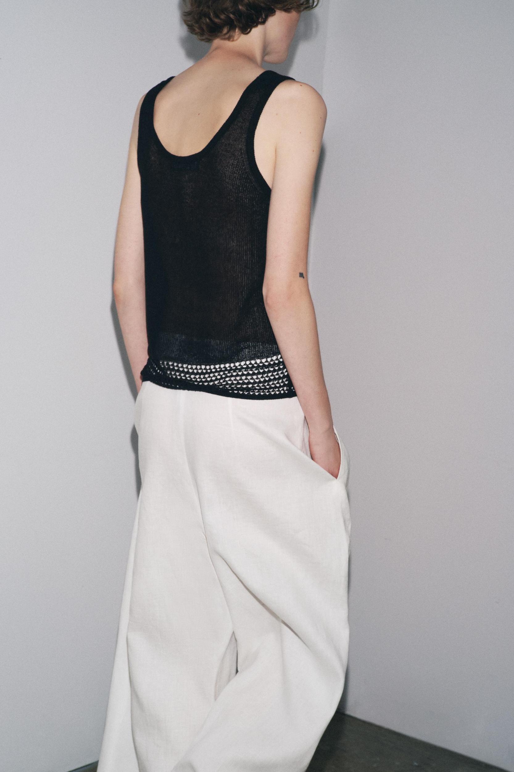 POINTELLE KNIT CROP TOP Product Image