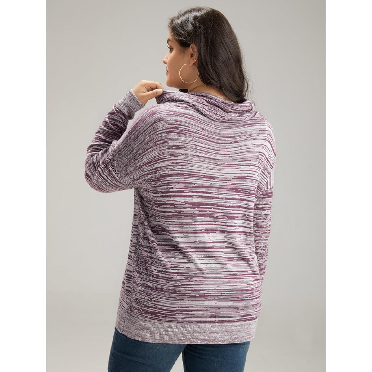 Plus Size Supersoft Essentials Heather Turtleneck Pullover Purple Women Casual Long Sleeve Turtleneck Dailywear Pullovers BloomChic 12/L Product Image