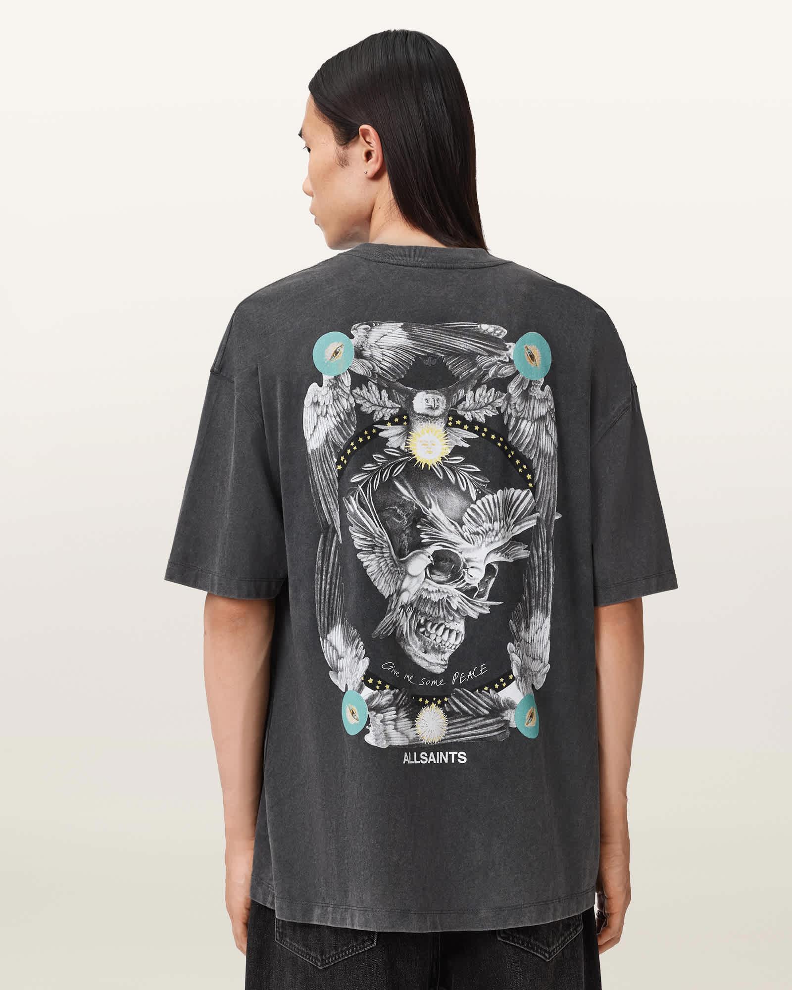 Mysteries Oversized Graphic T-Shirt Washed Black | ALLSAINTS US Product Image