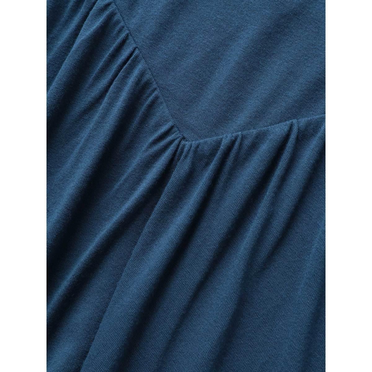 Plus Size Plain Round Neck Tiered Ruffles Tank Top Women Indigo Casual Tiered Round Neck Everyday Tank Tops Camis BloomChic 10/M Product Image