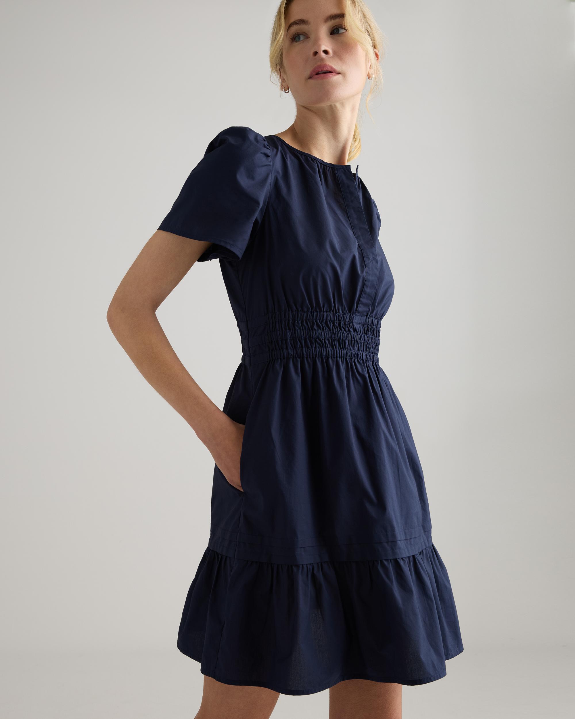 Quince | Women's Poplin Tiered Mini Dress Organic Cotton Product Image