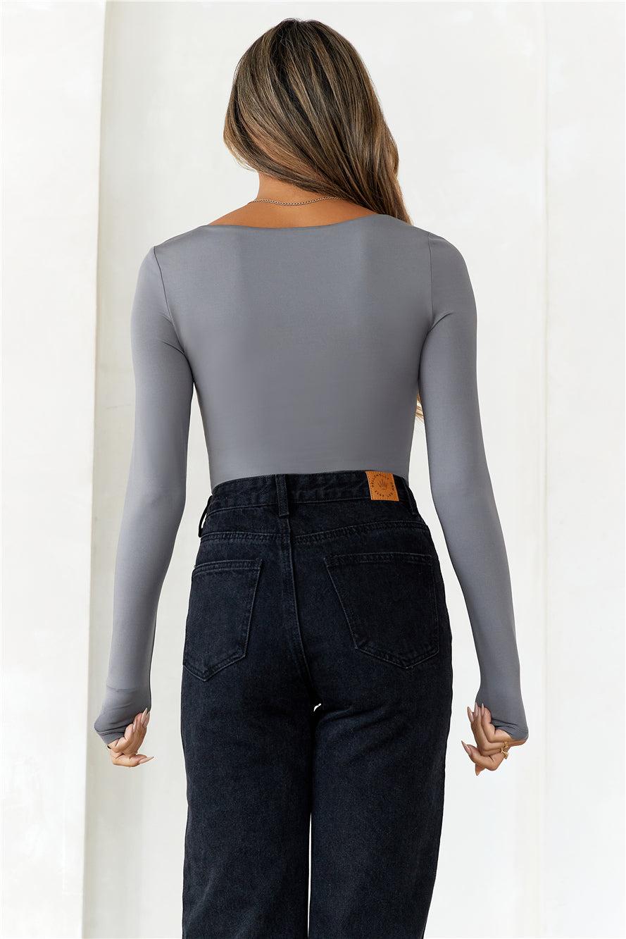 BASE  Second Skin Long Sleeve Bodysuit Charcoal Product Image