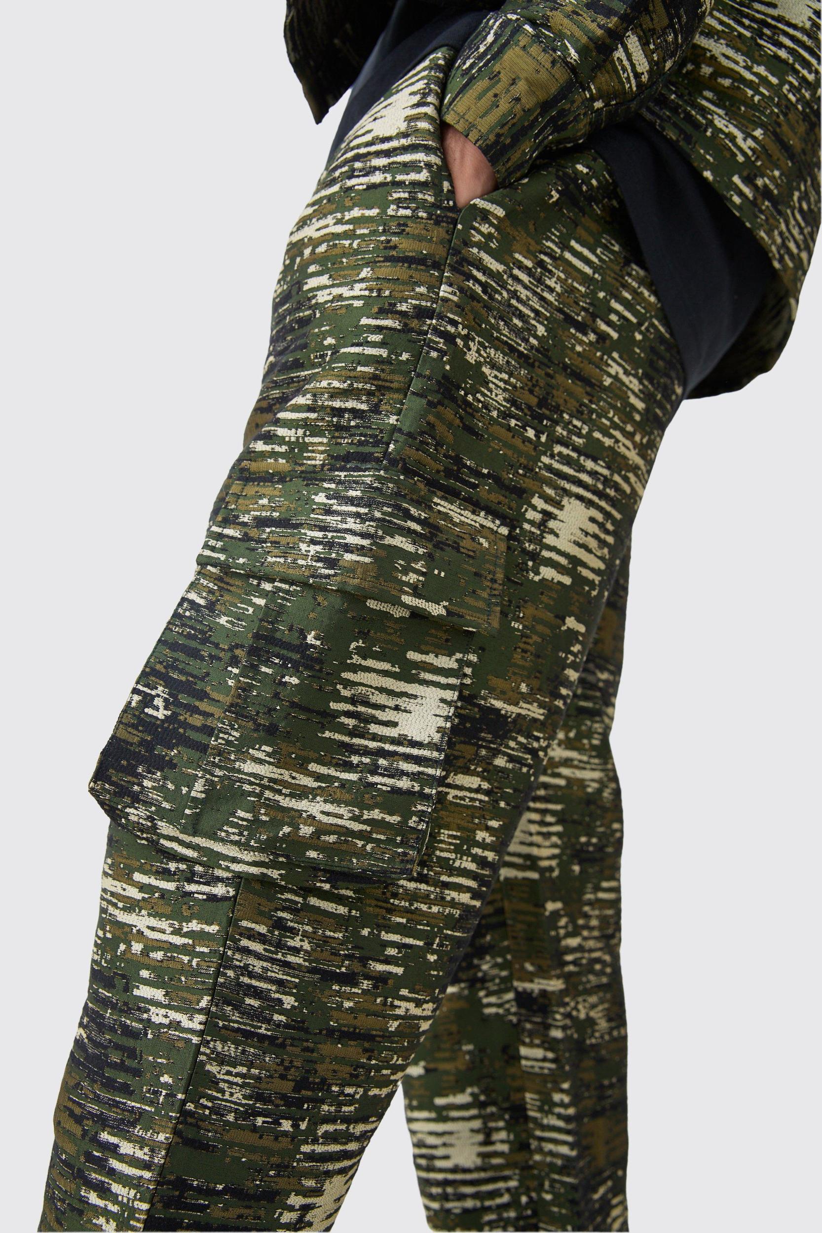 Textured Camo Relaxed Cargo Pants | boohooMAN USA Product Image