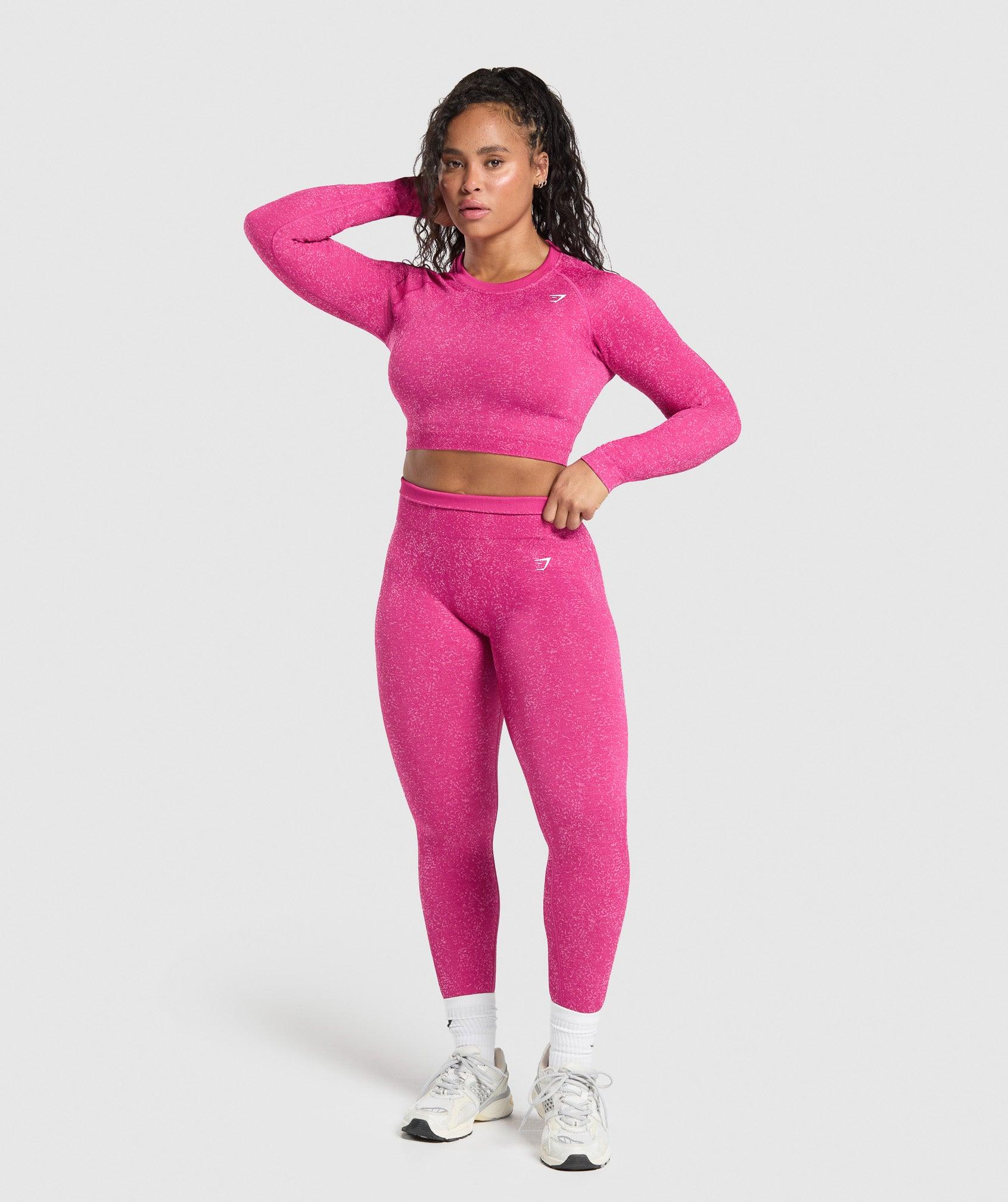 Gymshark Adapt Fleck Seamless Long Sleeve Crop Top - Winning Pink/Sour Pink Female Product Image