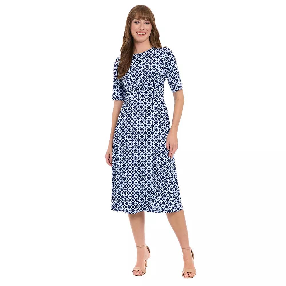 Women's London Times Printed Midi A-Line Dress,  Product Image