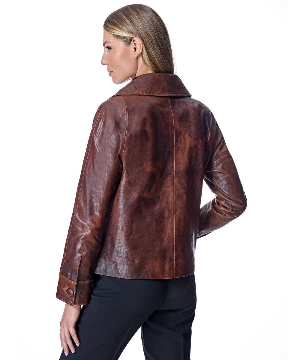 Distressed Leather Jacket Product Image