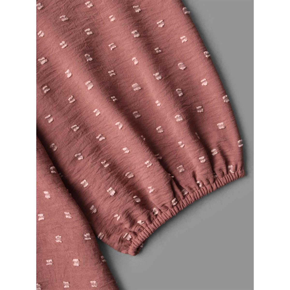 Plus Size Rouge V Neck Ruffle Trim Elastic Cuffs Blouse Women Elegant Long Sleeve V-neck Everyday Blouses BloomChic 28/5X Product Image