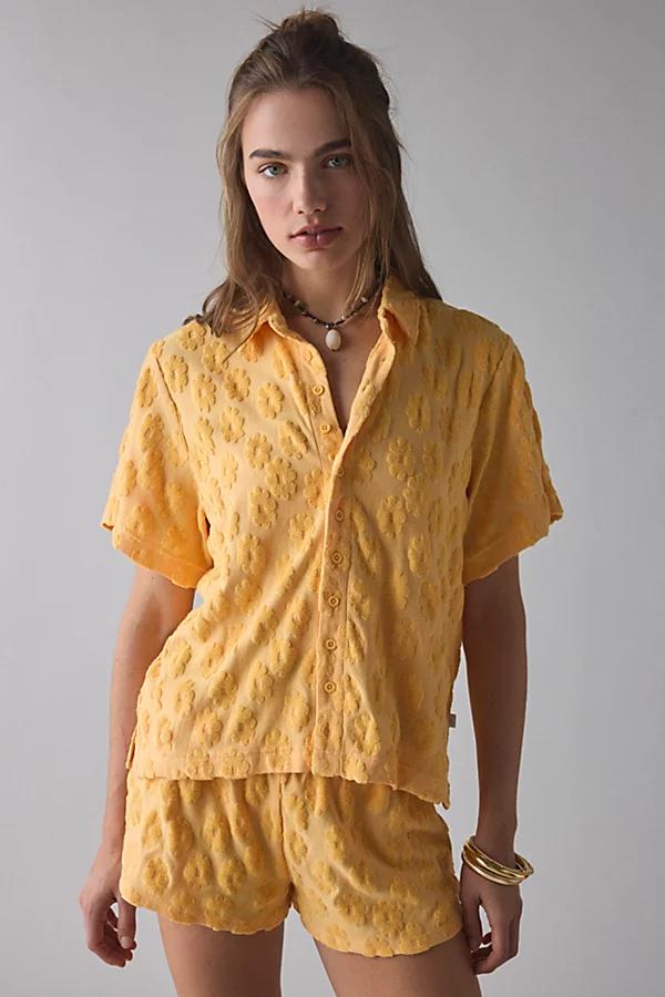 Out From Under Pickin Daisies Terry Knit Short Sleeve Button-Down Shirt Womens at Urban Outfitters Product Image