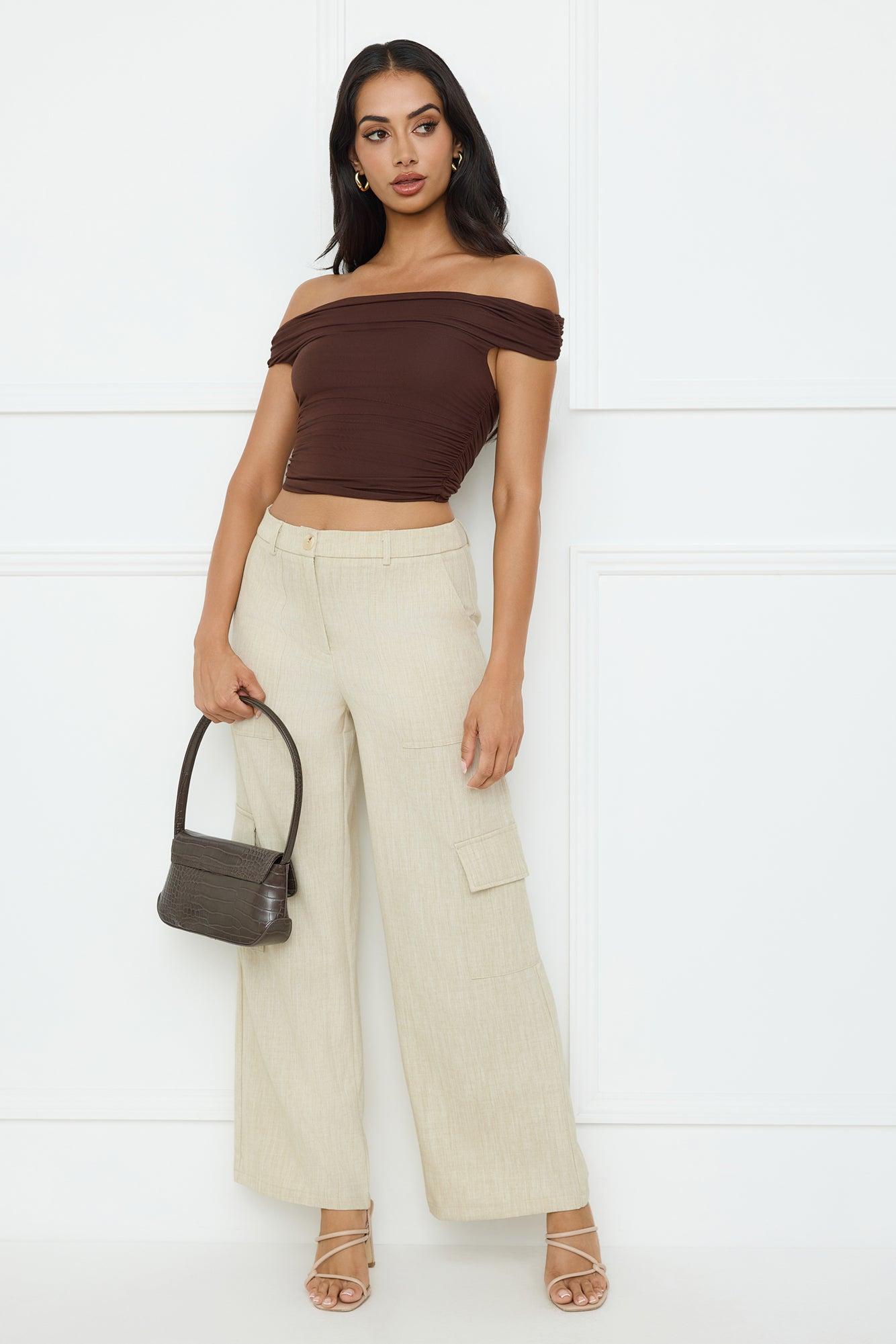 New Style Off Shoulder Top Chocolate Product Image