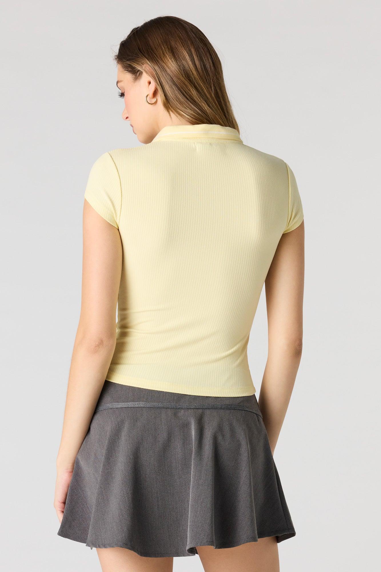 Ribbed Collared T-Shirt Female Product Image