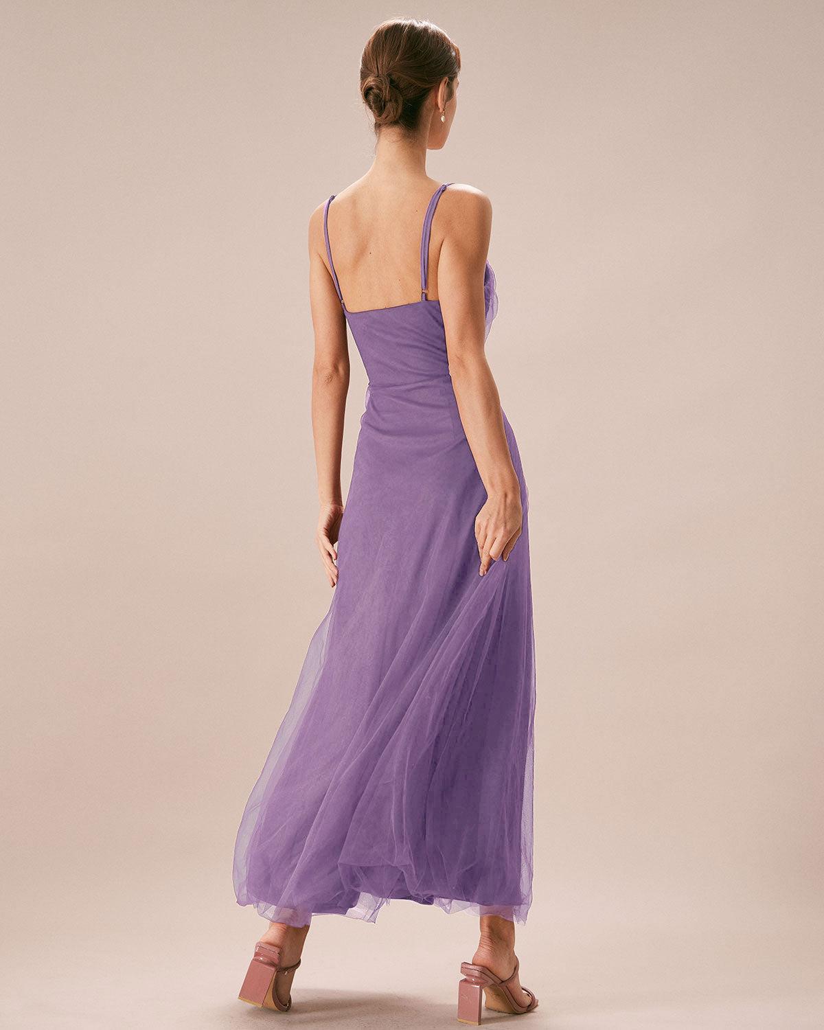 Purple Mesh Wrap Slip Maxi Dress Product Image