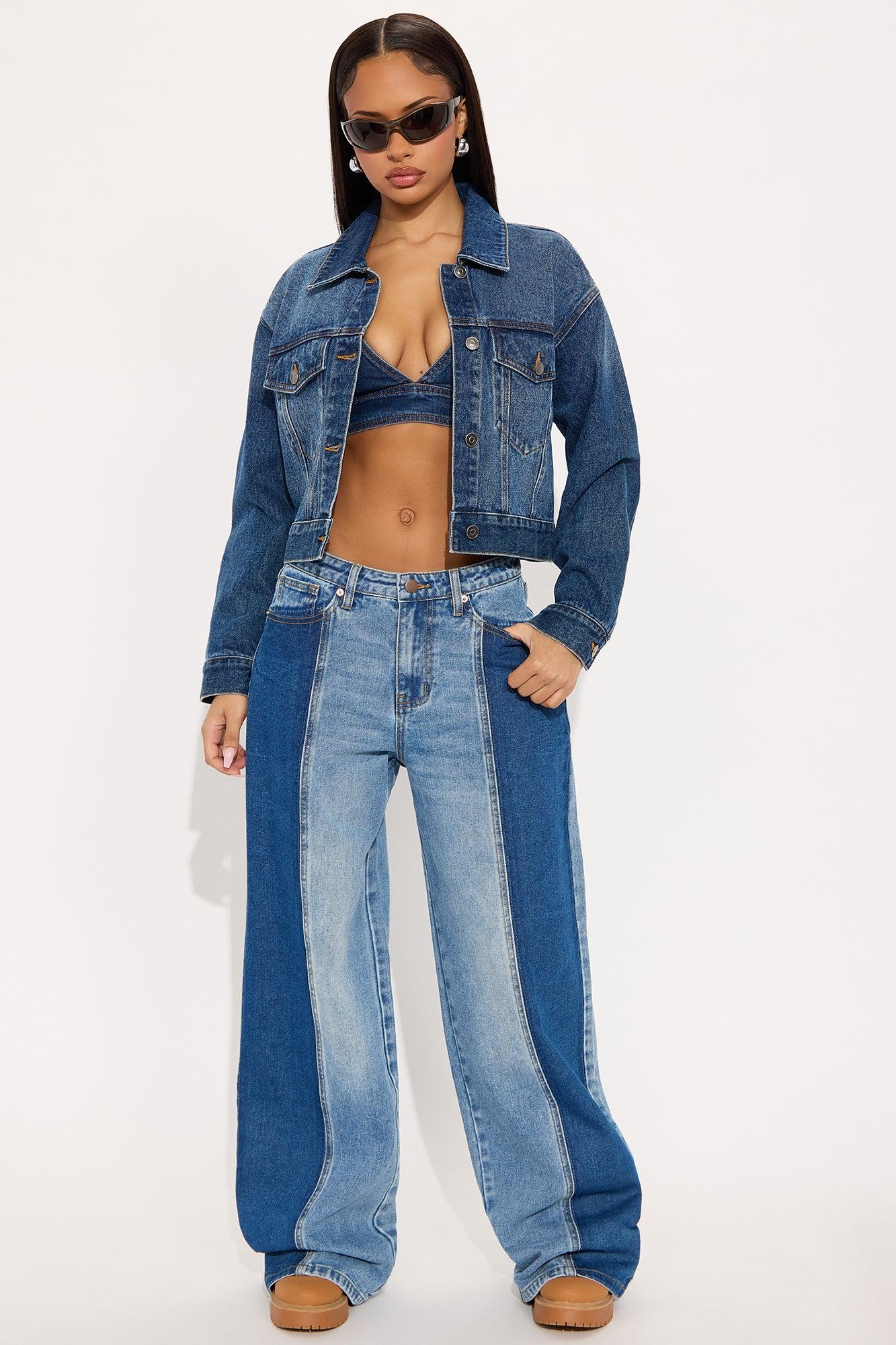 Boho Blues Two Tone Denim Jeans - Medium Wash Female Product Image