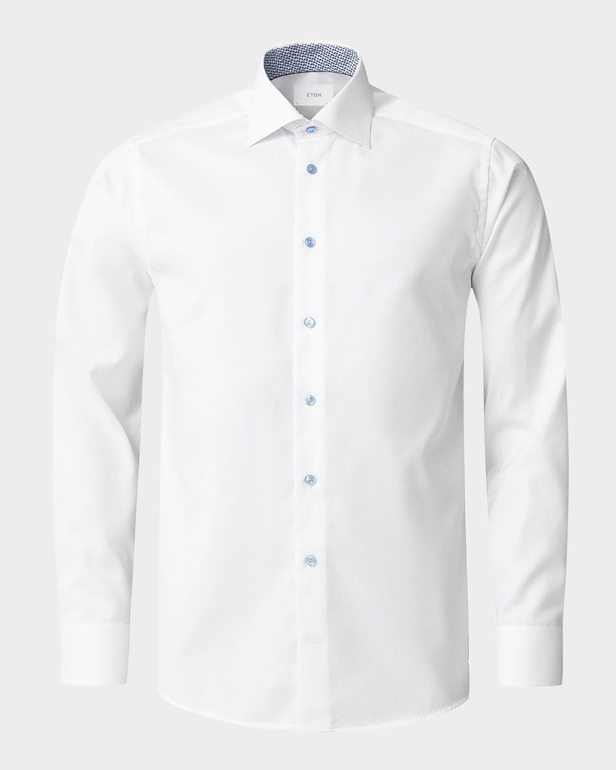 Mens Geometric Contemporary-Fit Solid Shirt Product Image