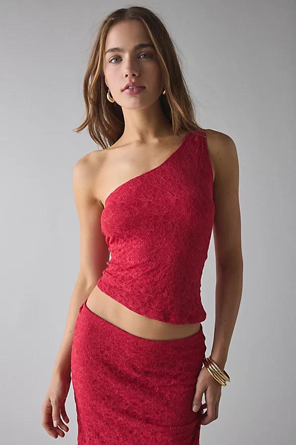 Urban Outfitters UO Harlow Lace Asymmetrical One-Shoulder Crop Top Womens at Urban Outfitters Product Image