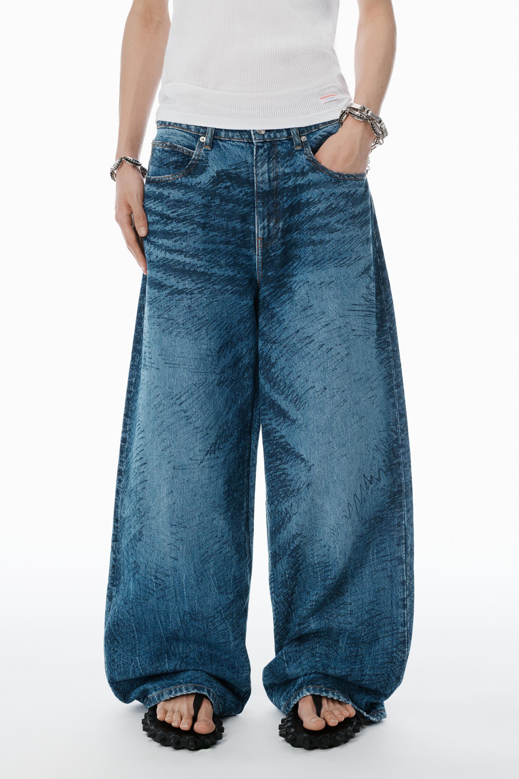 Indigo Marker-print Jeans Product Image