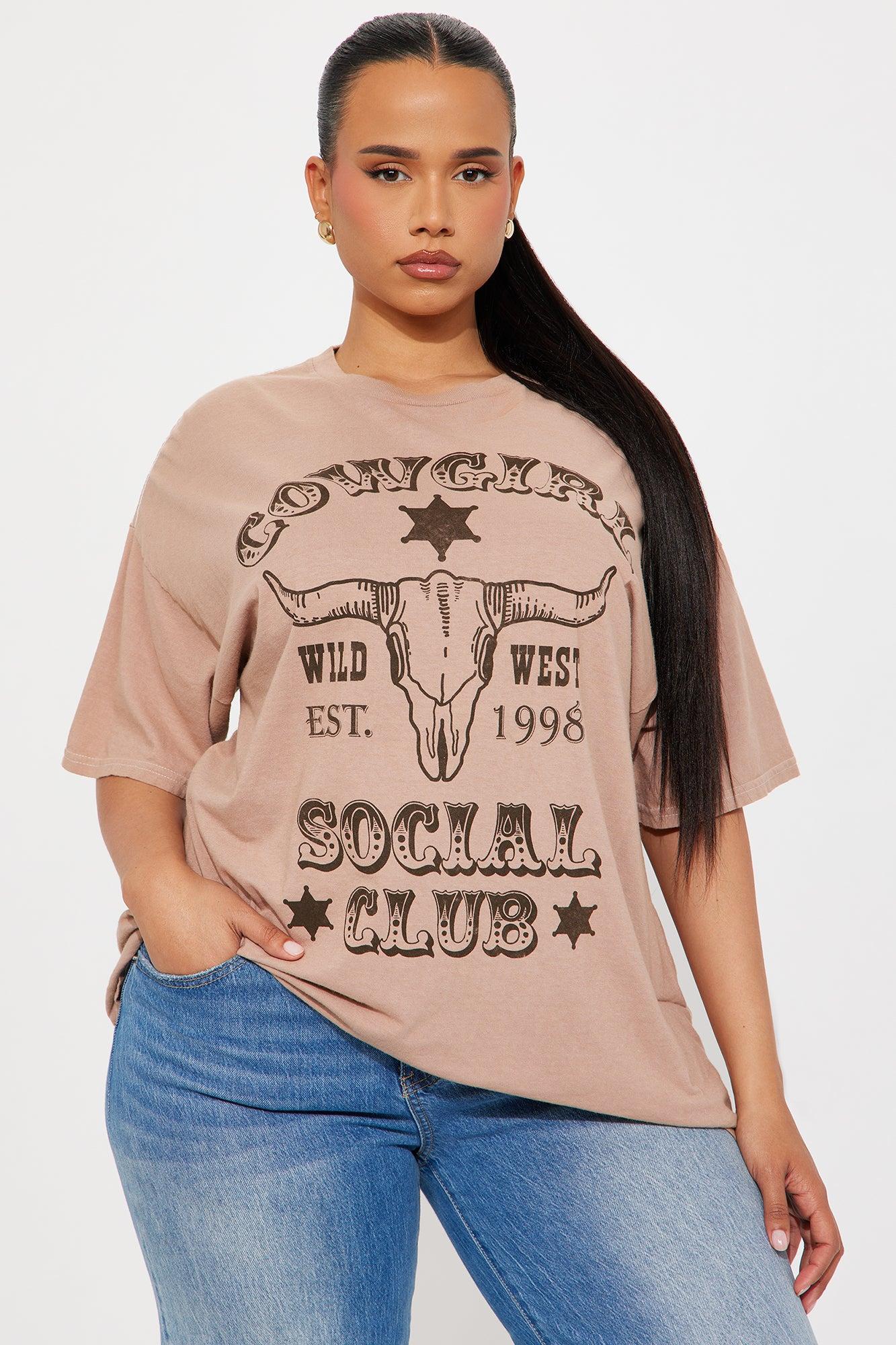 Cowgirls Social Club Oversized Tee - Sand Product Image