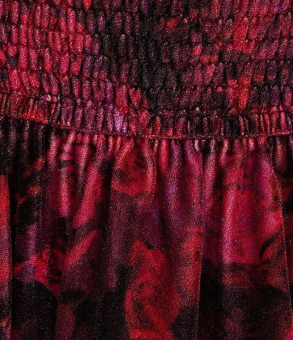 C&V Chelsea & Violet V-Neck Long Sleeve Velvet Rosette Blouse Product Image