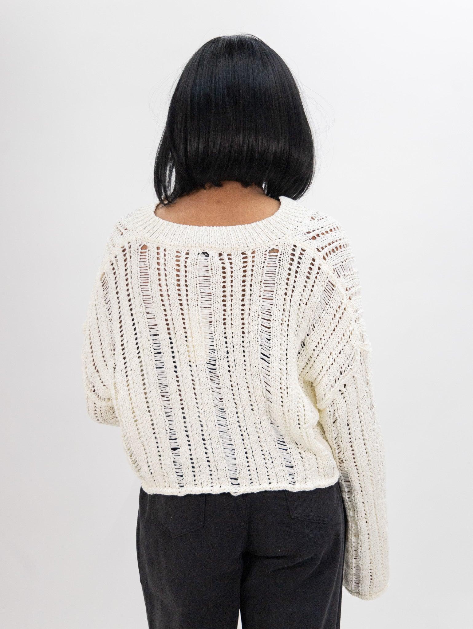 Moon River Crochet Knitted Top - Cream Product Image