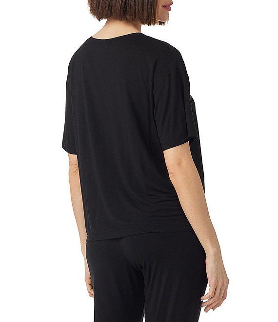 DKNY by Donna Karan Short Sleeve V-Neck Soft Solid Knit Coordinating Lounge Top Product Image