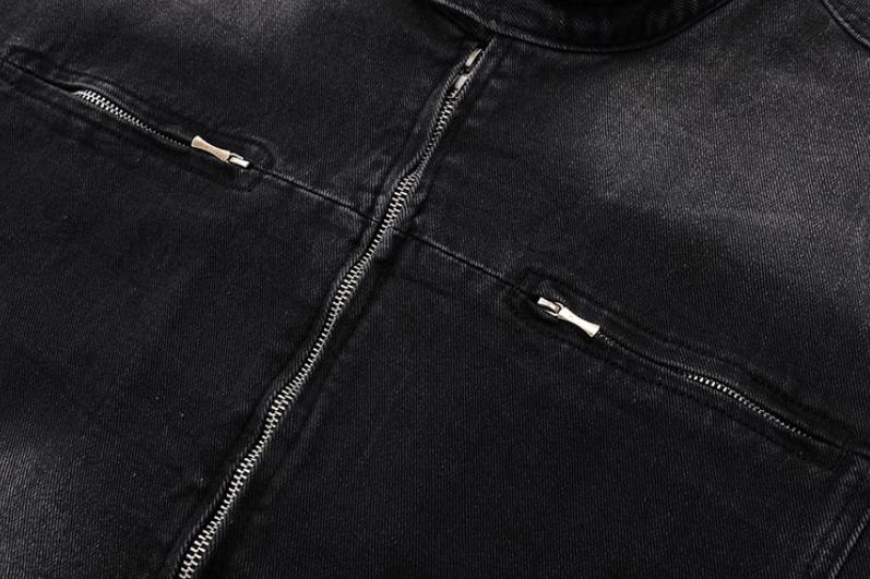 RT No. 12411 WASHED BLACK BIKER DENIM JK Product Image