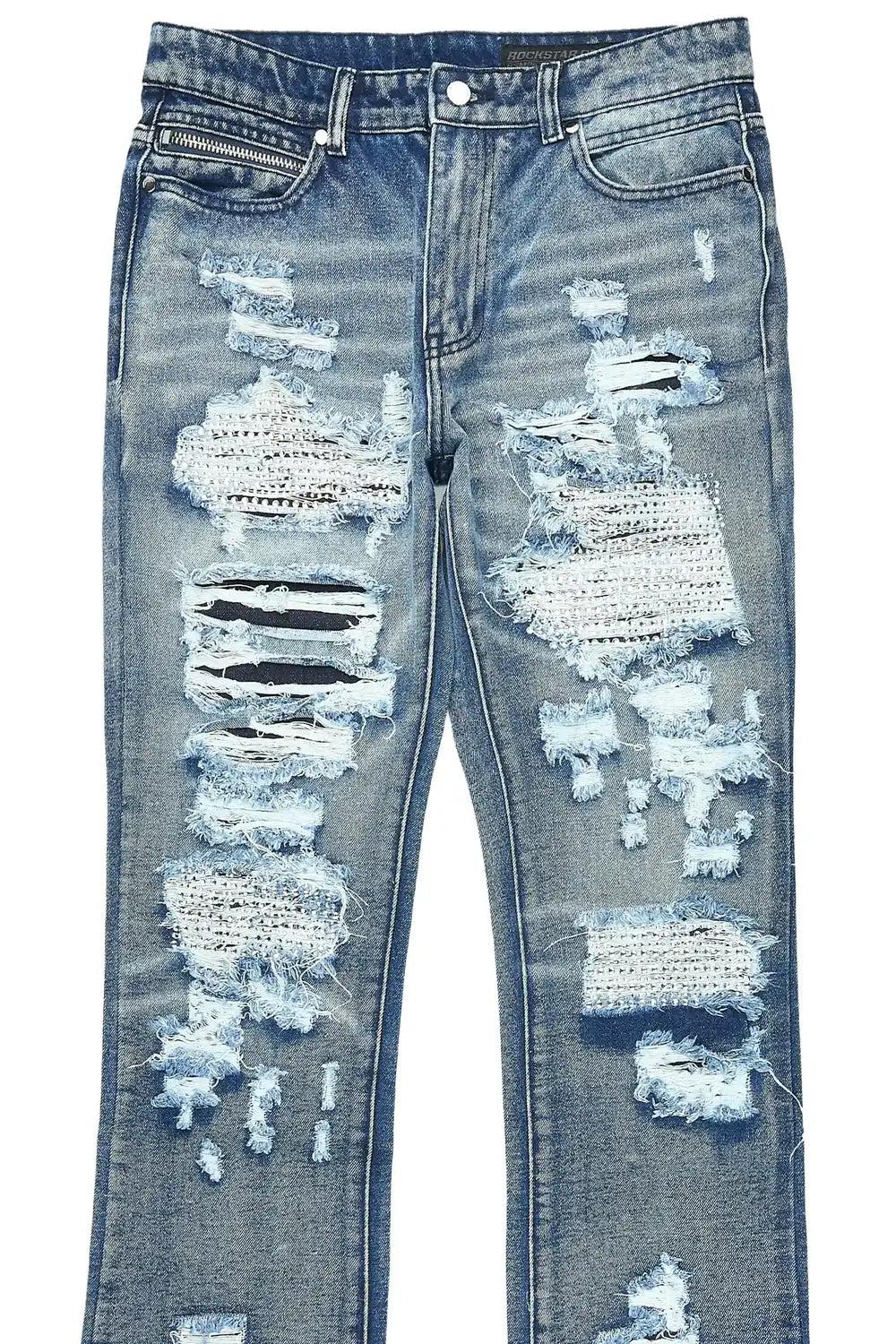 Mathey Medium Blue Rhinestone Stacked Fit Jean Male Product Image