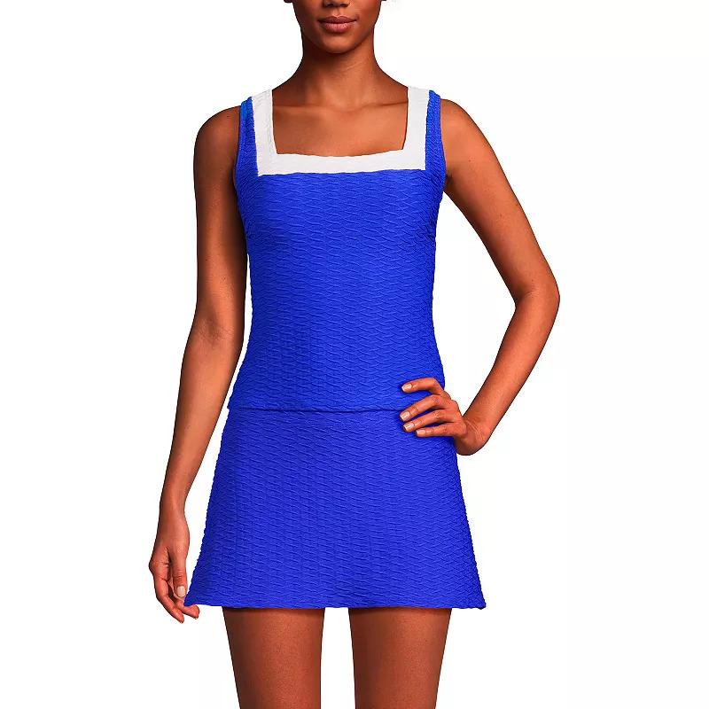 Womens Lands End Textured Square Neck Tankini Swimsuit Top Island Green Product Image