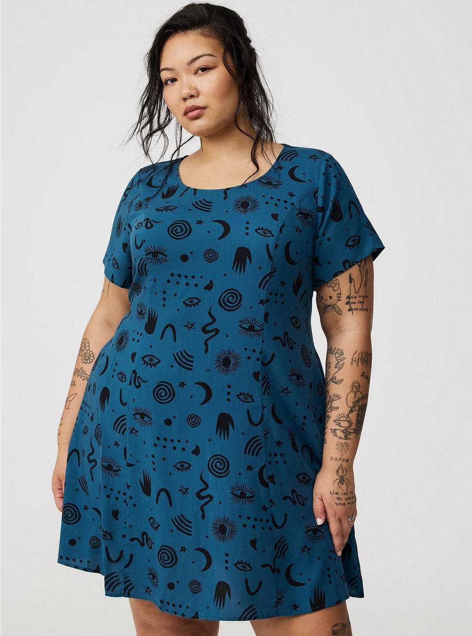 Mini Cap-Sleeve Trapeze Dress Product Image