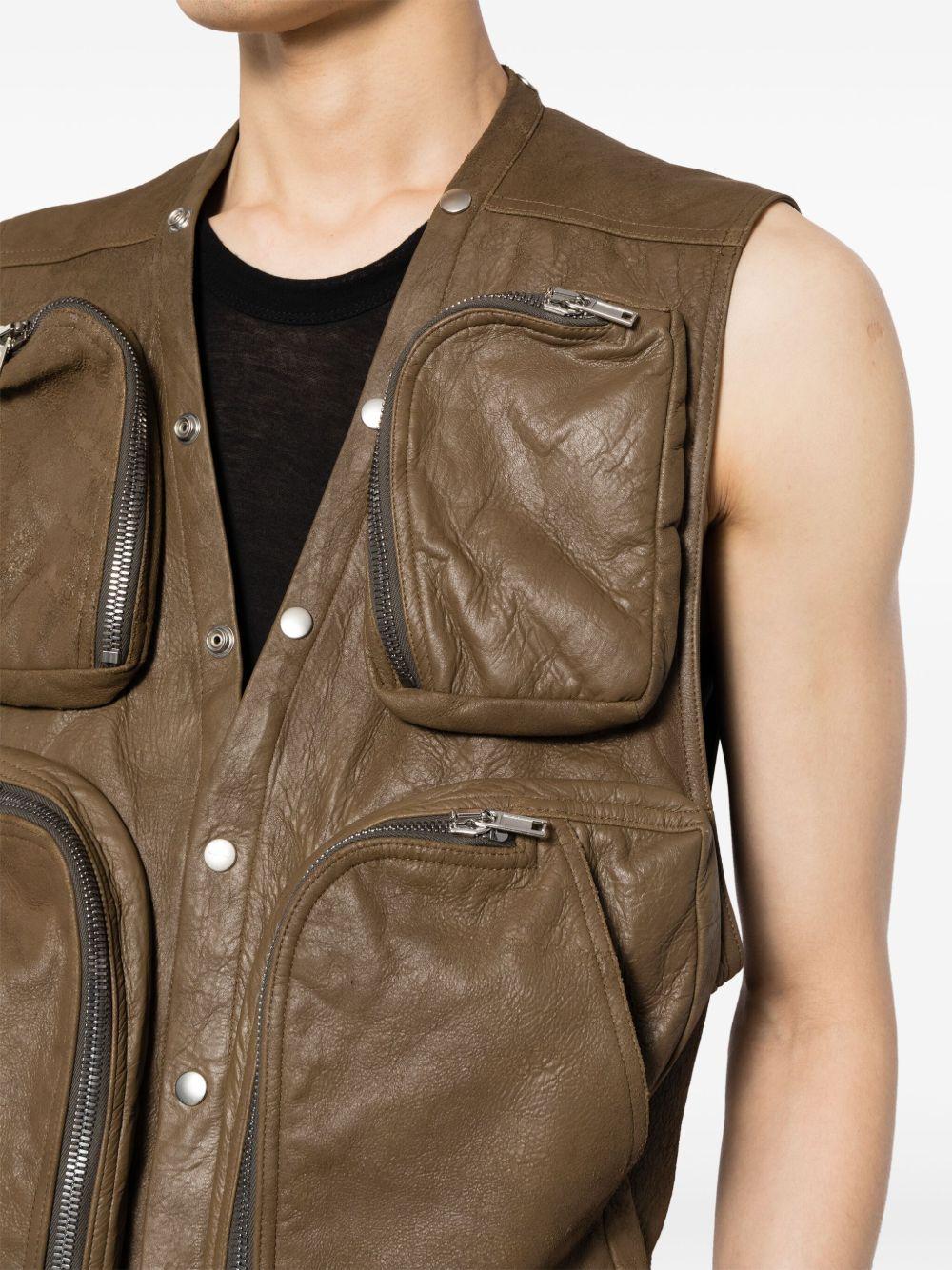 leather V-neck gilet Product Image