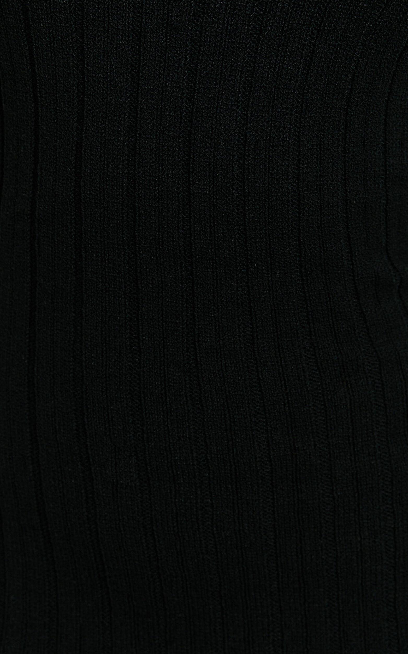 Shia Mini Dress - Backless Knitted Boat Neck Long Sleeve Dress in Black Product Image