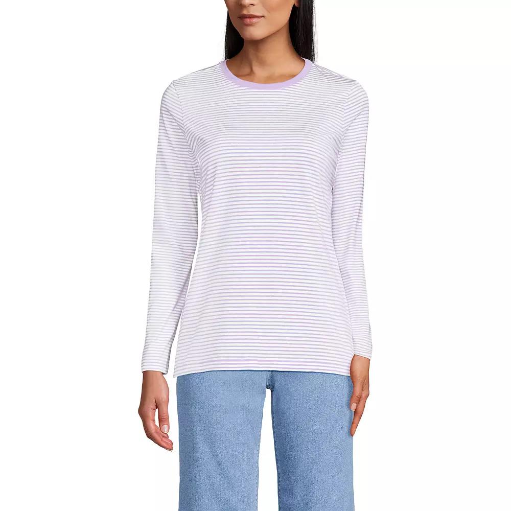 Petite Lands' End Relaxed-Fit Supima Long Sleeve Cotton Crewneck Tee, Women's,  Product Image
