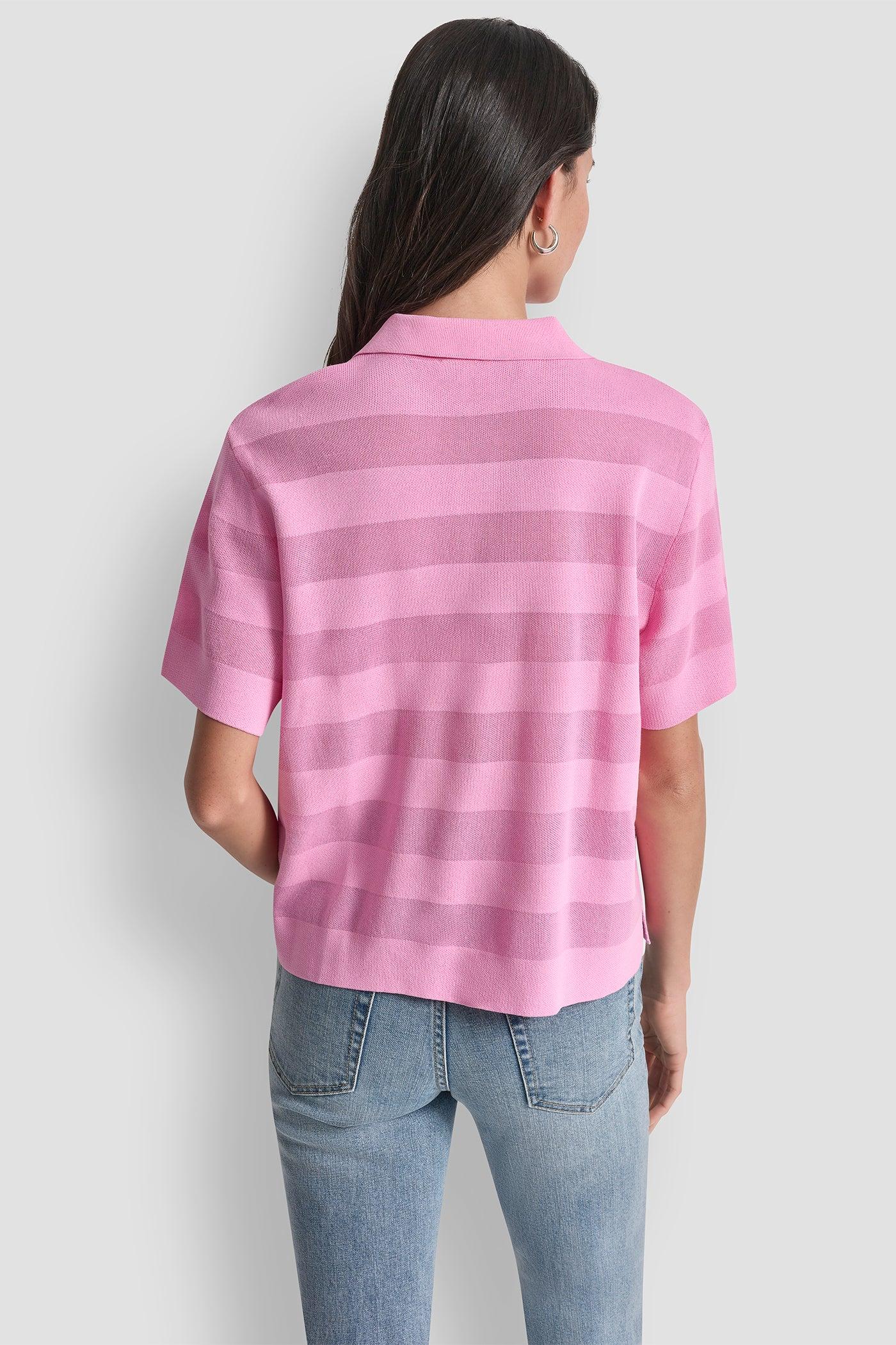 SHEER STRIPED POLO SWEATER Product Image