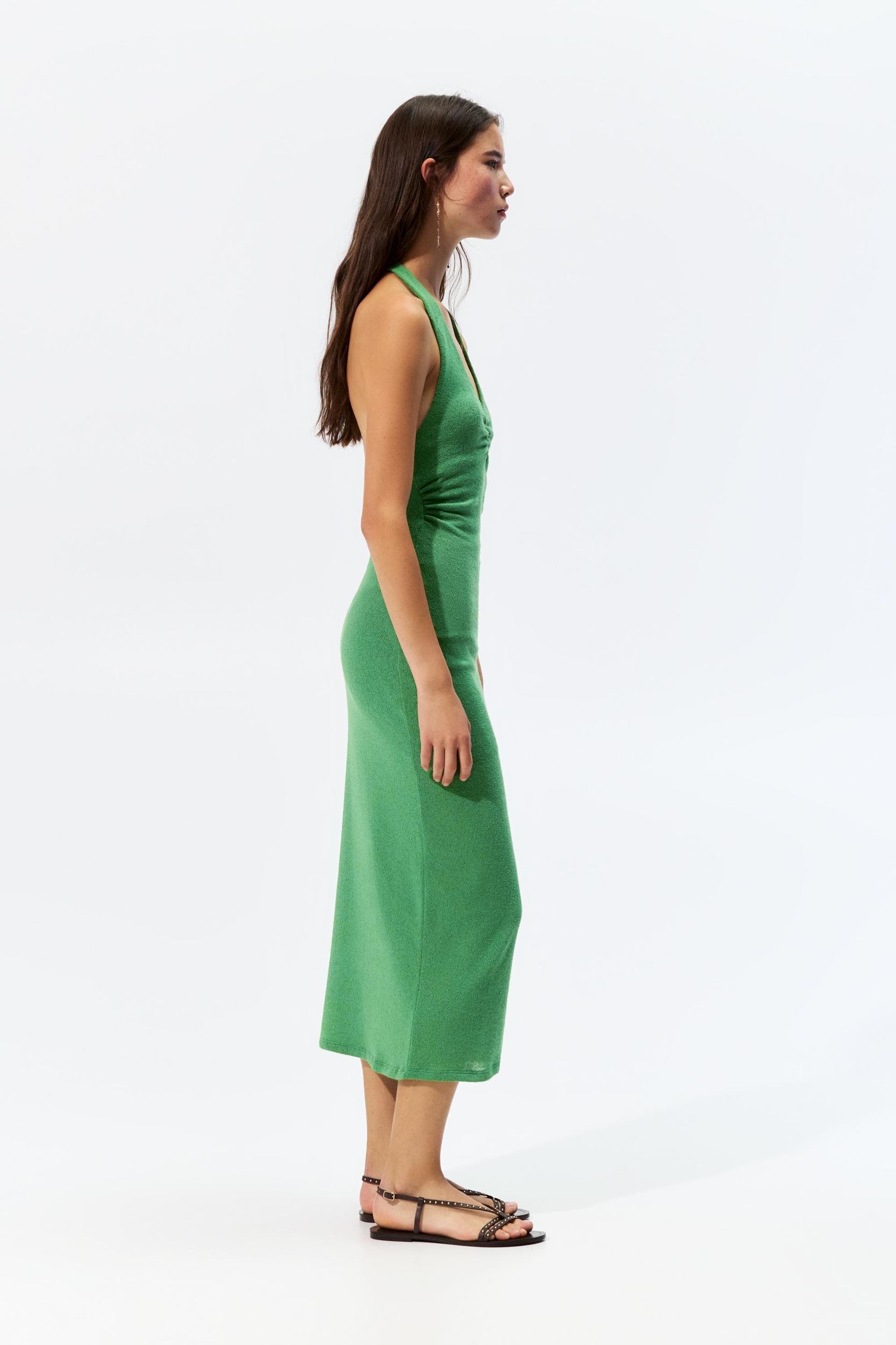 Knit racer-neck midi dress Product Image