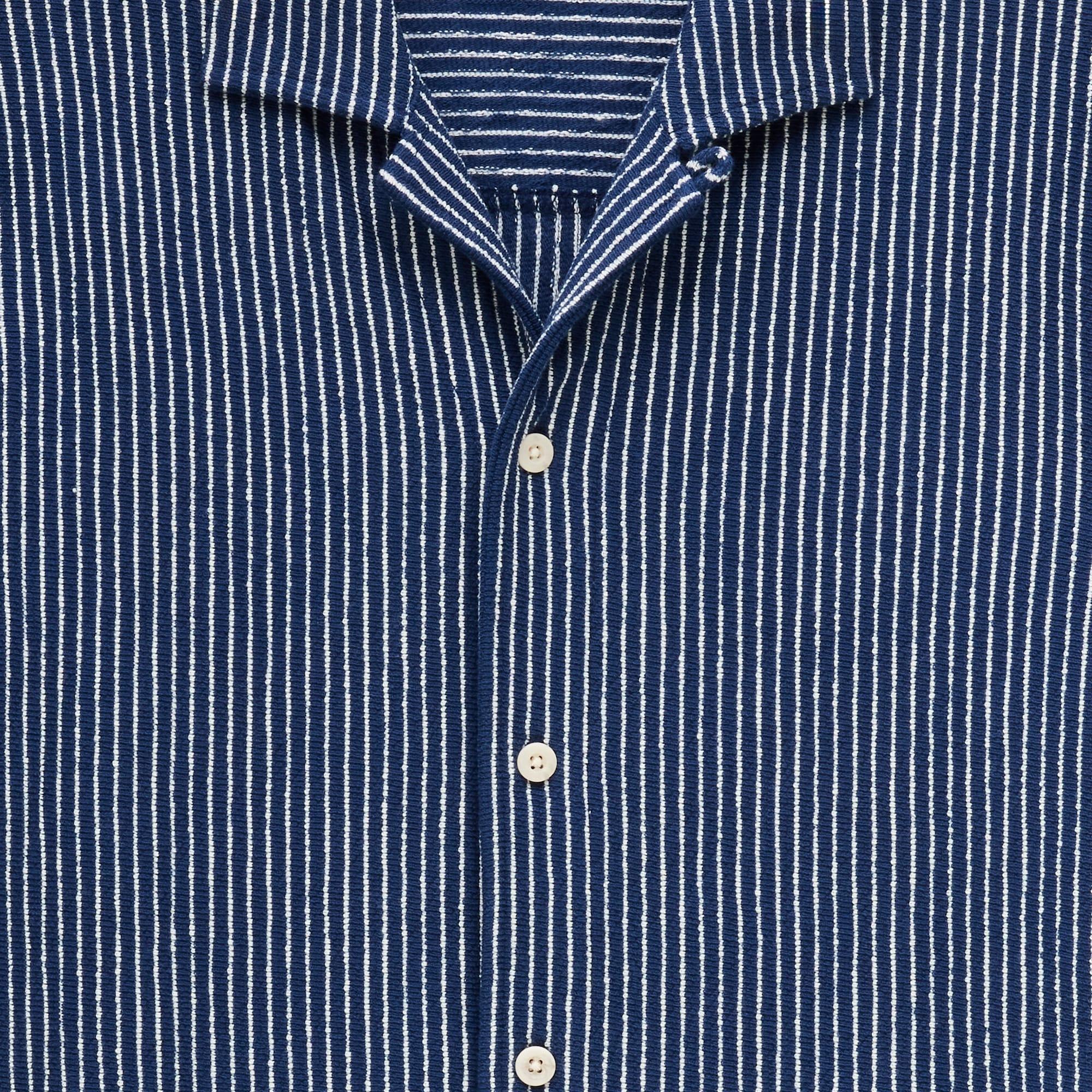 Textured camp-collar knit shirt in stripe Product Image