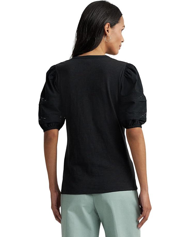 Geo-Print Stretch Cotton Boatneck Tee Product Image