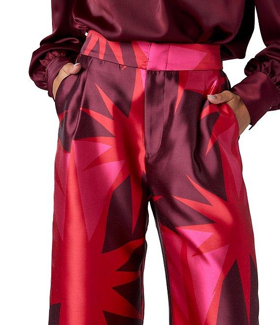 CROSBY by Mollie Burch Cora Faille Abstract Print High Rise Flat Front Wide Leg Full Length Trouser Product Image