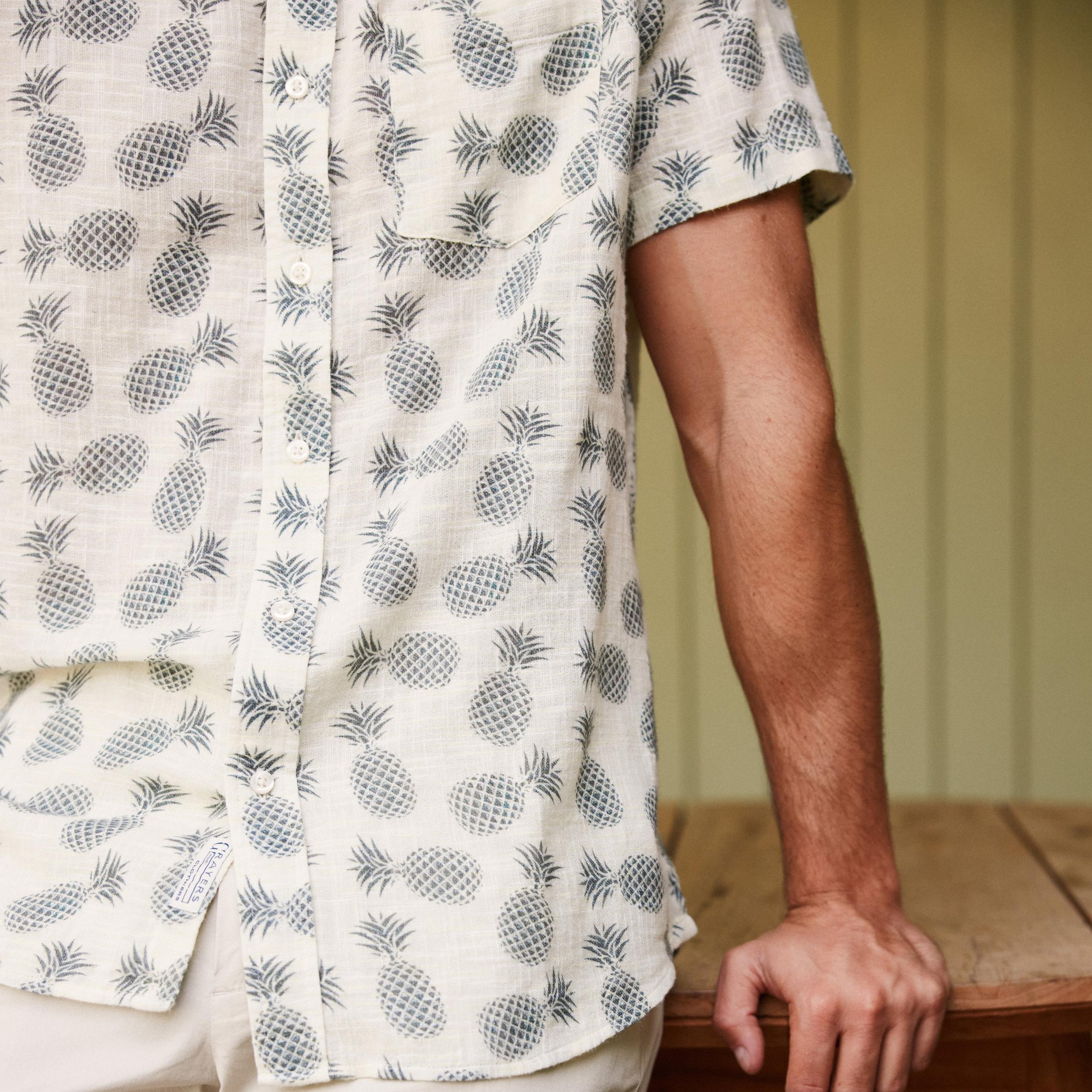 Madras Cottage Loom Printed Shirt - Blue Pineapple Product Image