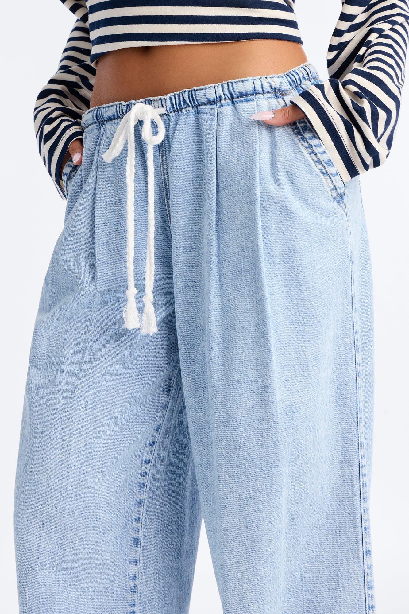 Bahama Babe Low Waist Pull On Jeans - Light Wash Female Product Image