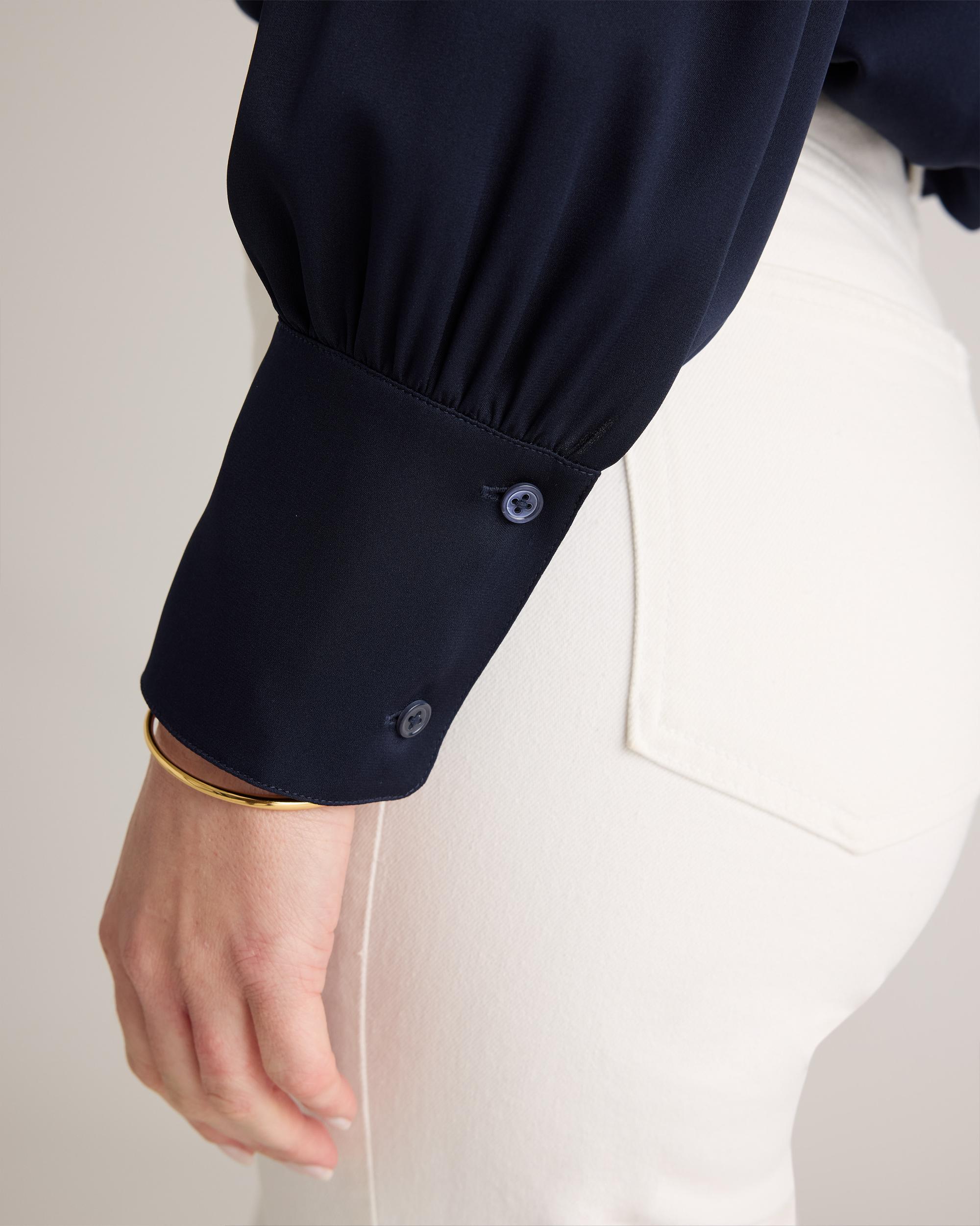 Quince | Women's Washable Stretch Silk Split Neck Blouse Mulberry Silk Product Image