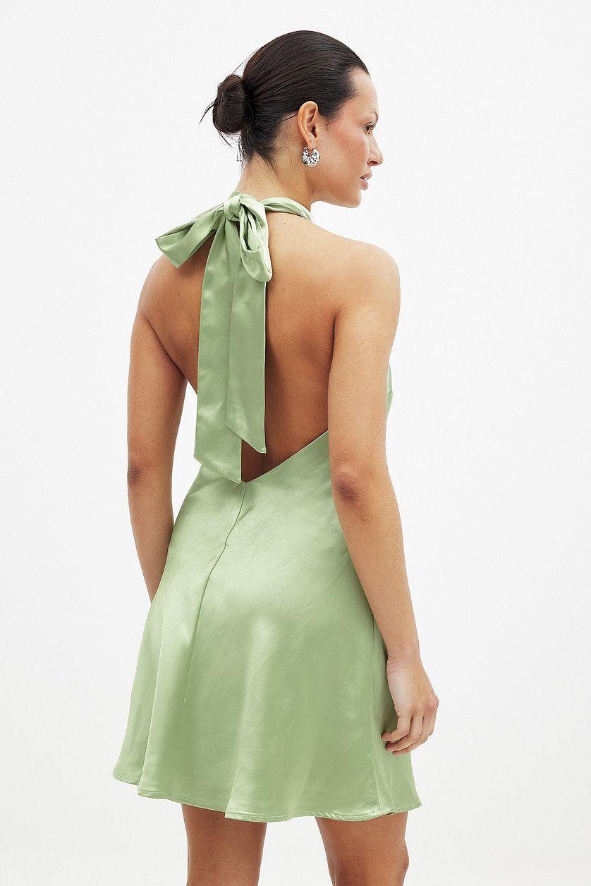 Hammered Satin Tie Back Mini Dress Product Image