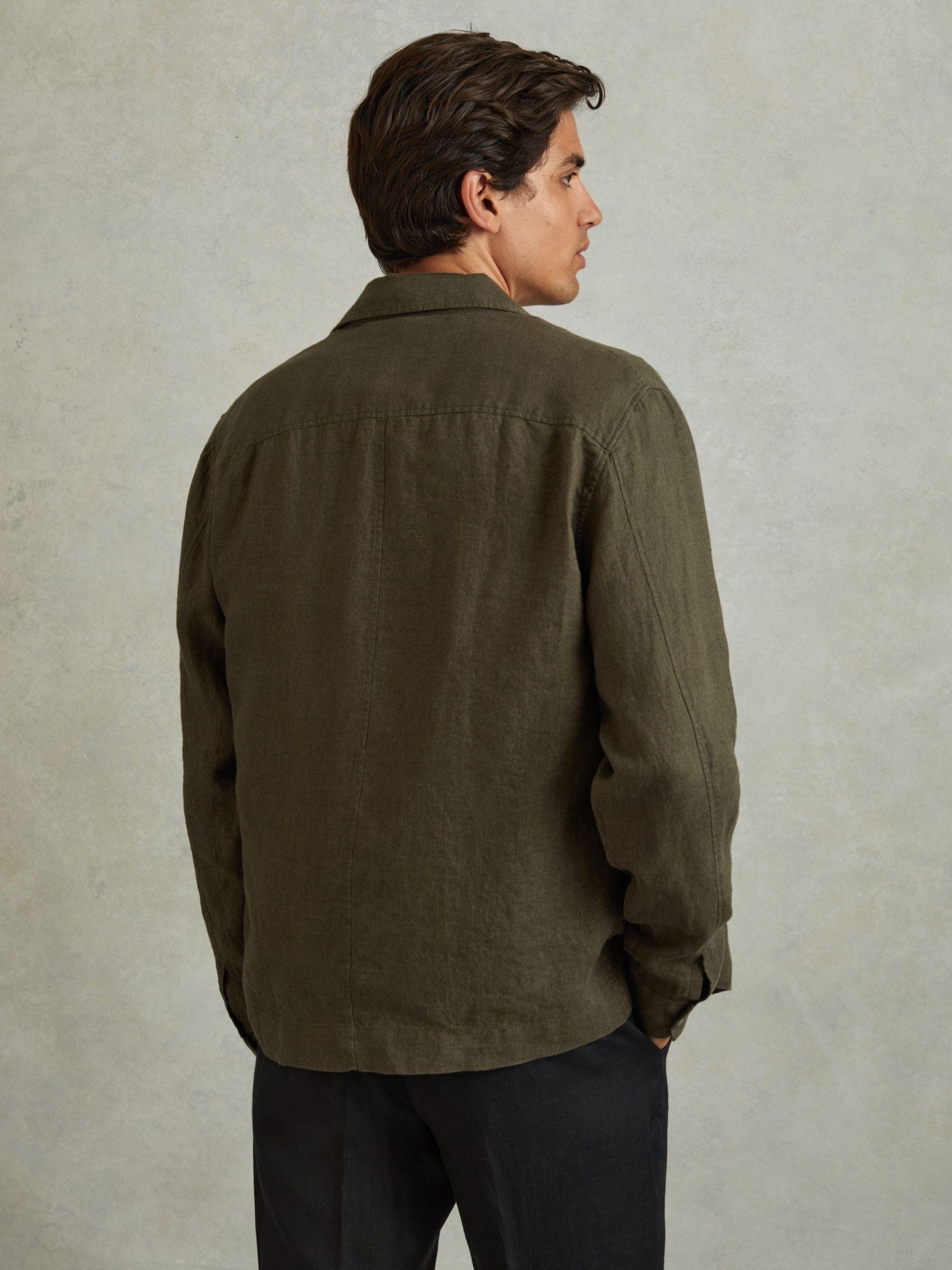 100% Linen Overshirt in Khaki Product Image