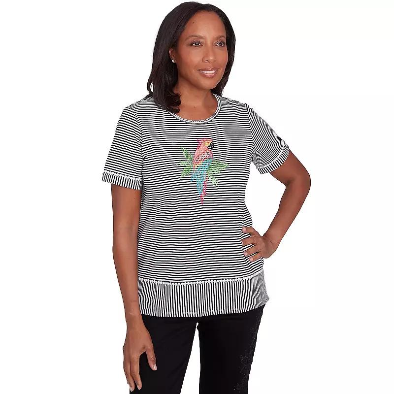 Women's Alfred Dunner Crewneck Parrot Striped Tee,  Product Image