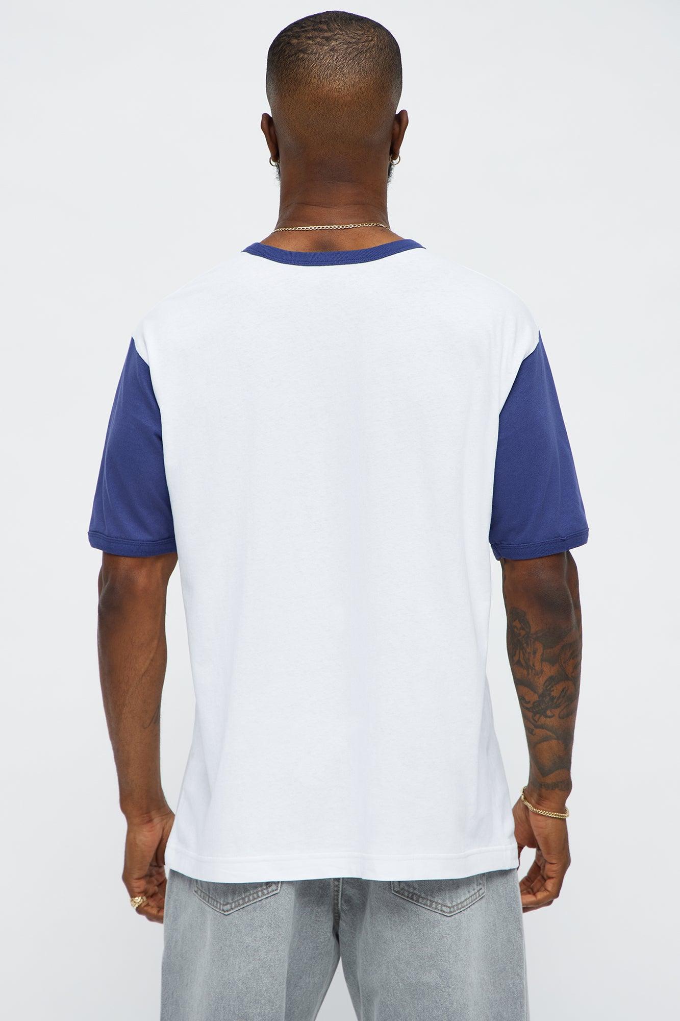 Talk Nice Ringer Short Sleeve Tee - White/Blue Male Product Image