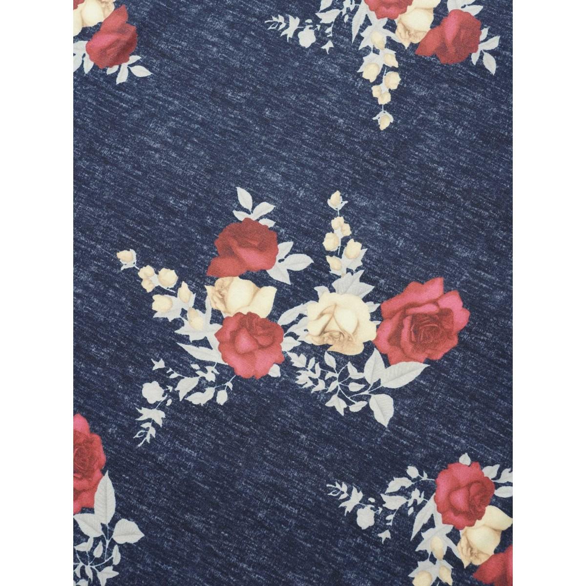 Plus Size Floral Print Heather Patched Pocket T-shirt Multicolor Women Elegant Printed Floral V-neck Dailywear T-shirts BloomChic 18-20/2X Product Image