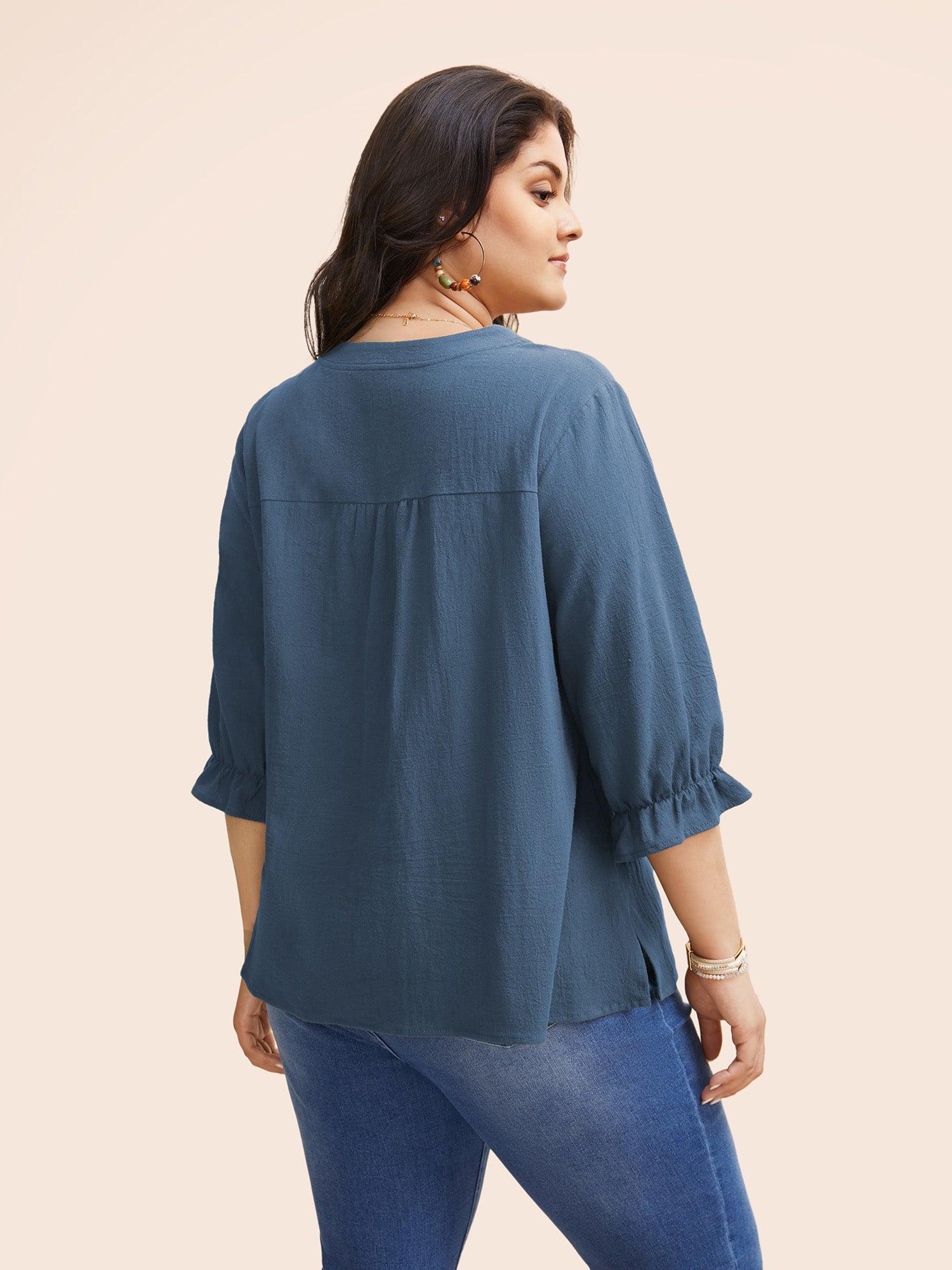 Broderie Anglaise Tie Knot Lantern Sleeve Blouse Female Product Image